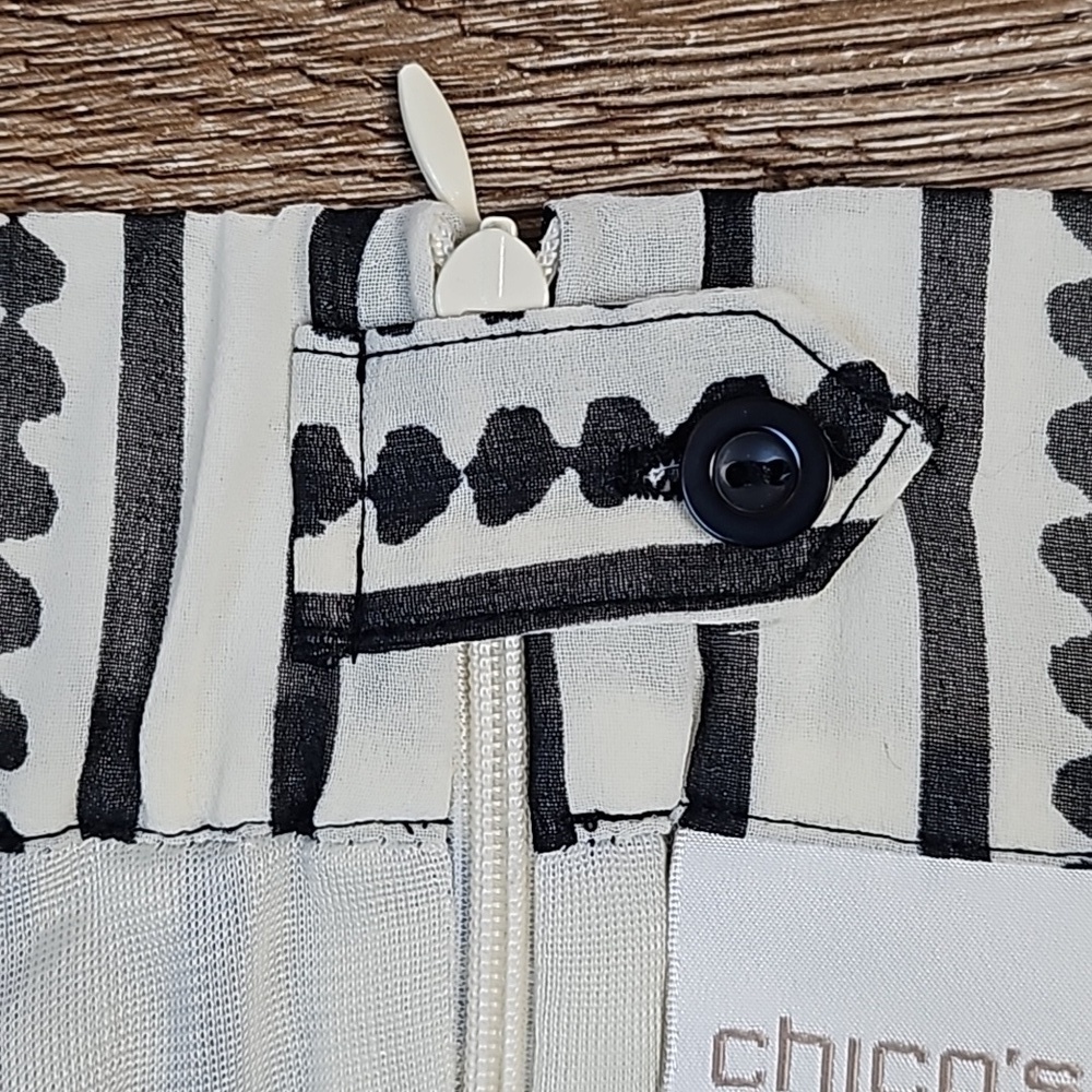 Chico's Black & White Dotted Stripe Chiffon Handkerchief Hem Midi Maxi Skirt - Picture 11 of 16